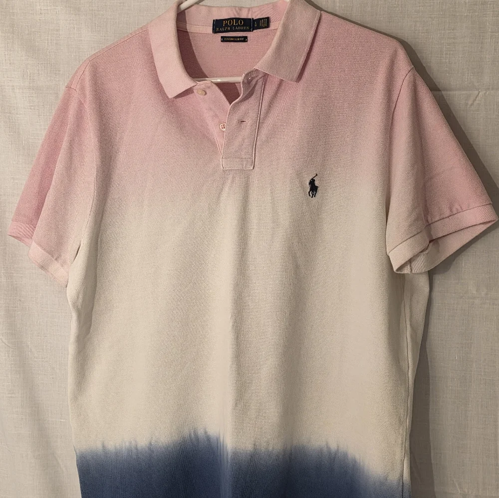 Ralph Lauren Polo in Pink, Blue, White Ombre Sz Large, Custom Slim Fit